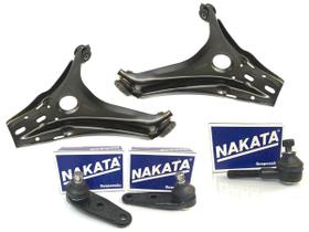 Kit 2 Bandeja com 2 Pivô NAKATA Gol G2 95 96 Direção Mecânica + Ponteira Terminal Macho