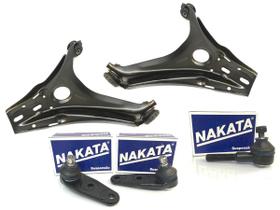 Kit 2 Bandeja com 2 Pivô NAKATA Gol G2 95 96 Direção Mecânica + Ponteira Terminal Macho