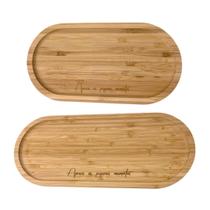 Kit 2 bandeja de bambu oval mo 24 e 34cm
