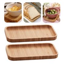 Kit 2 Bandeja de Bambu Petisqueira Multiuso Hire Lyor 20x10x1,5cm