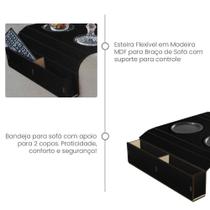 Kit 2 Bandeja de Sofá Porta Copos e Porta Controle Preto - Cia Laser