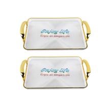 Kit 2 Bandeja Decorativa 32cm Acrílica Canelado Alças Bebida Multiuso Sala Mesa Cozinha Escritório Kit 2 Bandeja Decorativa 32cm Acrílica Canelado Alças Bebida Multiuso Sala Mesa Cozinha Escritório
