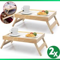 Kit 2 Bandeja Mesa De Cafe Com Pezinhos Para Café Da Manhã na Cama e Sofá