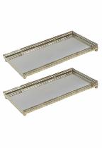 Kit 2 Bandeja Metal Decorativa Espelho Lavabo 20cm Dourado