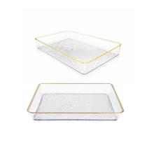 Kit 2 Bandeja Organizadora Acrílico Decorativa Mesa Café Cozinha Escritório Fruteira Transparente