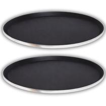 Kit 2 Bandeja Redonda Antiderrapante de Plástico Borda Aço Inox Bar Restaurante Garçom 40cm UnyHome Kit 2 Bandeja Redonda Antiderrapante de Plástico Borda Aço Inox Bar Restaurante Garçom 40cm UnyHome