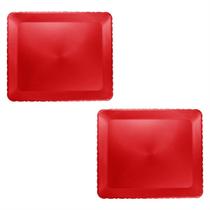 Kit 2 Bandeja Retangular Festa Decorativa 27,5x35,5cm Vermelha