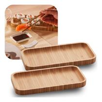 Kit 2 Bandeja Retangular Hire De Bambu Retangular Lyor 20cm