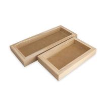 Kit 2 Bandeja Retangular Sem AlÇA 1 P E 1 M Madeira Pinus 10mm Kit 2 Bandeja Retangular Sem AlÇA 1 P E 1 M Madeira Pinus 10mm