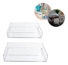 Kit 2 Bandejas Acrílica Lavabo Maquiagem Decoração Jóias Pia