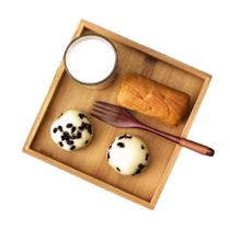 Kit 2 Bandejas de Bambu Quadrada Decoração 20cm pra Café Chá
