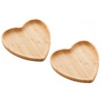 Kit 2 Bandejas De Bambu Travessa Coração Heart Kit 2 Bandejas De Bambu Travessa Coração Heart