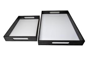 Kit 2 bandejas de café da manha em MDF texturizado com fundo de acrilico com alça Kit 2 bandejas de café da manha em MDF texturizado com fundo de acrilico com alça