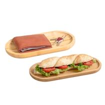 Kit 2 Bandejas Decorativa Bambu Porta Objetos Potes Oval Banheiro Lavabo Decoração Oikos