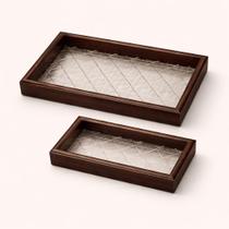 Kit 2 Bandejas Decorativas Multiuso Acrílico Pequena e Grande -