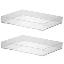 Kit 2 Bandejas Em Acrílico Cristal 34,5x25x4,7cm Kit 2 Bandejas Em Acrílico Cristal 34,5x25x4,7cm