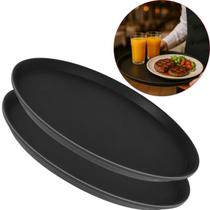 Kit 2 Bandejas Garçom Redonda 35cm Para Servir Antiderrapante Emborrachada Profissional Unitermi
