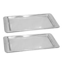 Kit 2 Bandejas Inox Retangular Decoração Servir Café 30cm - CLASS HOME