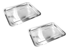 Kit 2 Bandejas Inox Retangular Servir Restaurante 36x27cm - KE HOME