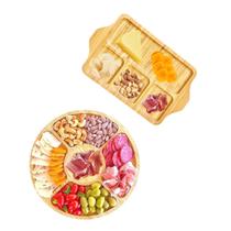 Kit 2 Bandejas Petisqueira Retangular 28x18cm e Redonda 28cm