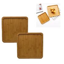 Kit 2 Bandejas Quadrada 30cm Para Cozinha Tábua Madeira