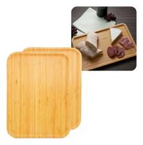 Kit 2 Bandejas Retangular De Bambu Petisqueira Servir Tabua Kit 2 Bandejas Retangular De Bambu Petisqueira Servir Tabua