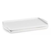 Kit 2 Bandejas Retangular Porcelana Branca 20,5X12 CM