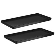 Kit 2 Bandejas Travessas Retangular Plástico 27x13cm Decorativa Pia Banheiro Lavabo Preto - Coza