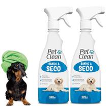 Kit 2 Banho a Seco Cães Gatos 500ml Líquido Spray Hidrata - Pet Clean