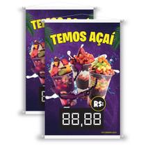 Kit 2 Banner Temos Açaí Com Preço Editável Em Alta Qualidade