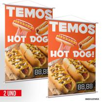 Kit 2 Banner Temos Hot Dog Com Campo Editável Alta Qualidade