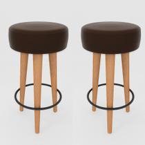 Kit 2 Banqueta Alta Cozinha 70cm Estofada Marrom Madeira Maciça Urban Kit 2 Banqueta Alta Cozinha 70cm Estofada Marrom Madeira Maciça Urban