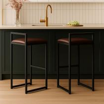 Kit 2 Banqueta Alta Cozinha Balcão Gourmet Bar material sintético Bancos Cor:Branco