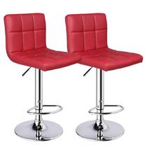 Kit 2 Banqueta Alta Cozinha Bancada Giratória Estofada Duoffice DU80V - Vermelha