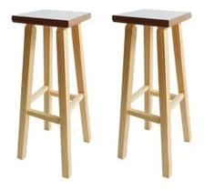 Kit 2 Banqueta Alta Hardman Madeira Natural Assento quadrado Mdf Branco