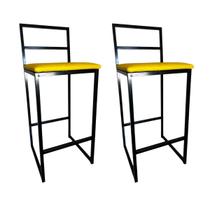 Kit 2 Banqueta Alta Industrial área externa balcão cozinha Madri Assento Amarelo