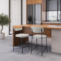 Kit 2 Banqueta Alta Maia Bar Cozinha Espaço Gourmet Whisky/Cinza