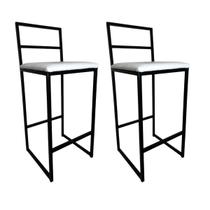 Kit 2 Banqueta Alta para Cozinha Industral Balcão Área de lazer Madri Assento Branco