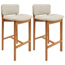 Kit 2 Banqueta Alta Para Cozinha Sala de Jantar Bar Dara L02 Linho Champagne - Lyam Decor Kit 2 Banqueta Alta Para Cozinha Sala de Jantar Bar Dara L02 Linho Champagne - Lyam Decor
