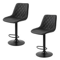 kit 2 Banqueta Alta Premium para Cozinha, Área Gourmet e Bar com Encosto Anatômico Base Metálica Ref Preto kit 2 Banqueta Alta Premium para Cozinha, Área Gourmet e Bar com Encosto Anatômico Base Metálica Ref Preto