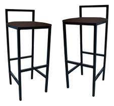 Kit 2 Banqueta Alta Quadrada Industrial Cozinha Balcão Bar
