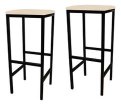 Kit 2 Banqueta Alta Quadrada Industrial Sem Encosto Balcão