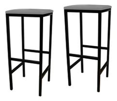 Kit 2 Banqueta Alta Quadrada Industrial Sem Encosto Balcão