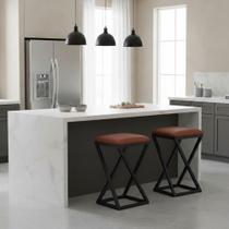 Kit 2 Banqueta Baixa Cozinha 50 cm Balcão Bar Gourmet material sintético Cor:Marrom Kit 2 Banqueta Baixa Cozinha 50 cm Balcão Bar Gourmet material sintético Cor:Marrom