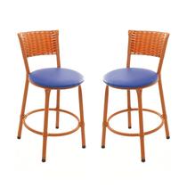 KIT 2 Banqueta Baixa Encapada Junco IMBUIA Bar Bistro Americana Cozinha KIT 2 Banqueta Baixa Encapada Junco IMBUIA Bar Bistro Americana Cozinha