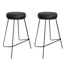 Kit 2 Banqueta Banco Aço Média Cozinha Bar Balcão 63cm Preta