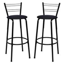 Kit 2 Banqueta Bancos Alta Balcão Americana, Bar, Bancada, Cozinha Gourmet Flórida Estrutura Preta - Itagold