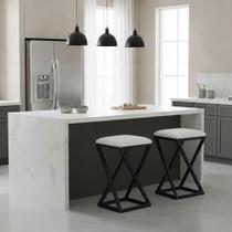 Kit 2 Banqueta Base Z 80 Cm Alta Banco Bancada Cozinha Moderno material sintético Cor:branco Kit 2 Banqueta Base Z 80 Cm Alta Banco Bancada Cozinha Moderno material sintético Cor:branco
