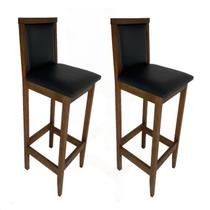 Kit 2 Banqueta Bistrô em Madeira Maciça Estofada