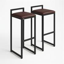 Kit 2 Banqueta Cozinha Balcão Alta material sintético Bistro Bar Moderno Cor:marrom